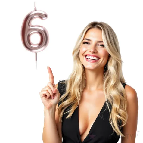 swieczka metaliczna cyfra 6 rozowe zloto santex 9 cm