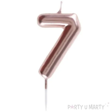 swieczka metaliczna cyfra 7 rozowe zloto santex 9 cm