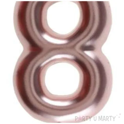 swieczka metaliczna cyfra 8 rozowe zloto santex 9 cm