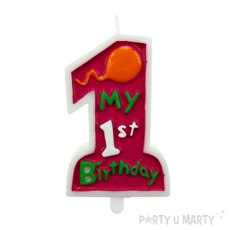 swieczka my 1st birthday czerwony