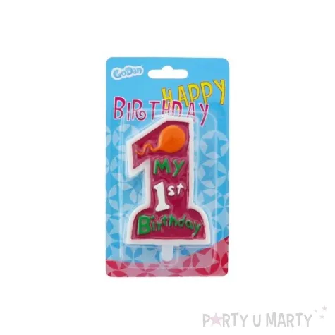 swieczka my 1st birthday czerwony