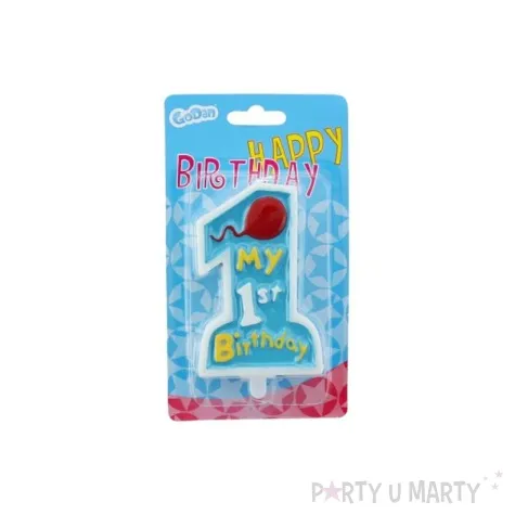 swieczka my 1st birthday niebieska