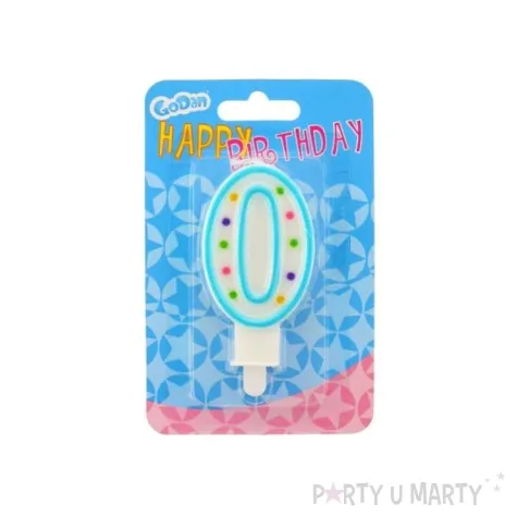 swieczka na tort 0 godan kropeczki 8 cm