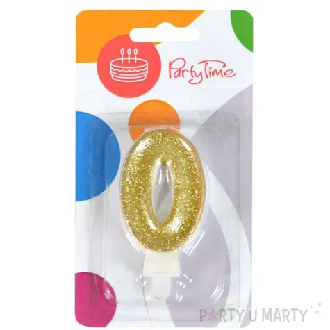 swieczka na tort 0 zlota z brokatem arpex 7 5 cm