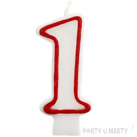 swieczka na tort 1 godan czerwony kontur 7 cm