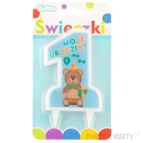 swieczka na tort 1 mam roczek niebieska 10 cm