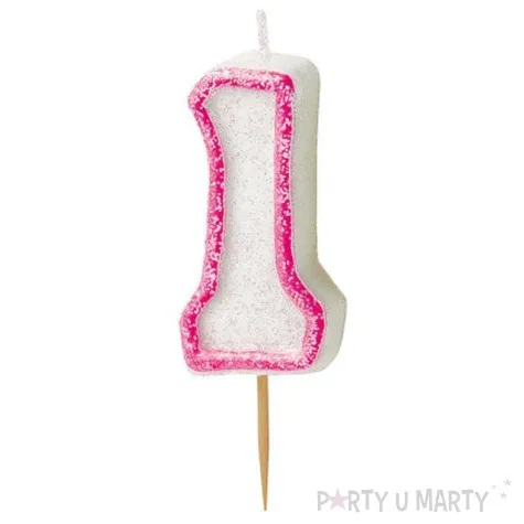swieczka na tort 1 unique rozowa