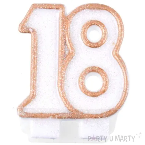 swieczka na tort 18 arpex bialo zlota 6 cm