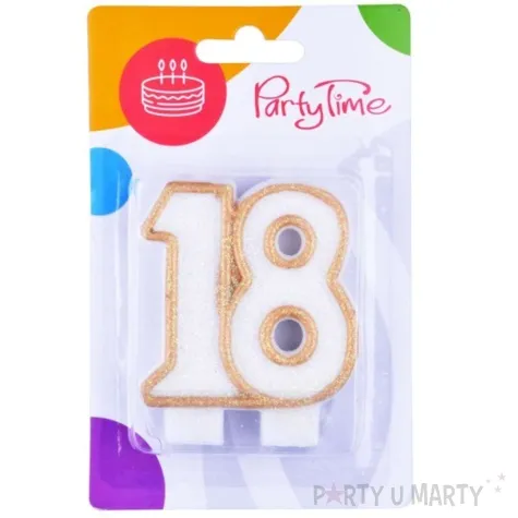 swieczka na tort 18 arpex bialo zlota 6 cm