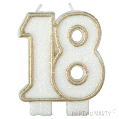 swieczka na tort 18 arpex zlota brokatowa 6 cm