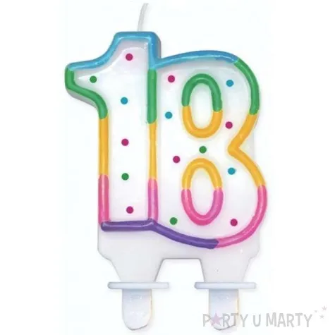 swieczka na tort 18 godan kropeczki 8 cm