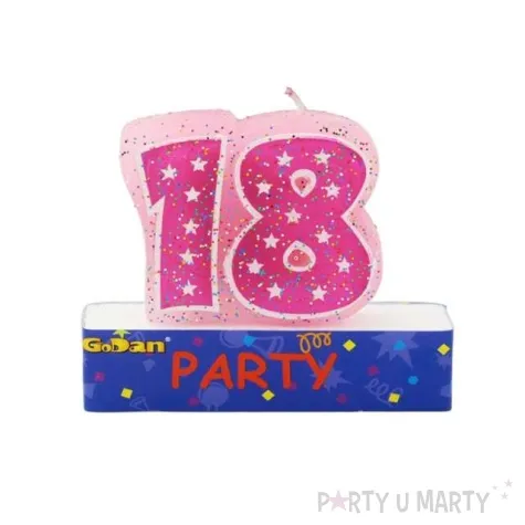 swieczka na tort 18 godan rozowa 6 cm