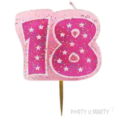 swieczka na tort 18 godan rozowa 6 cm