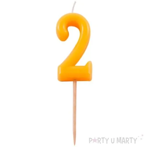 swieczka na tort 2 folat pomaranczowa