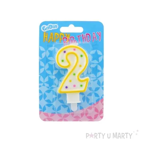 swieczka na tort 2 godan kropeczki 8 cm