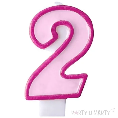 swieczka na tort 2 partydeco rozowa