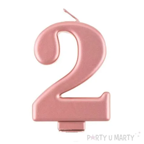 swieczka na tort 2 rozowe zloto godan