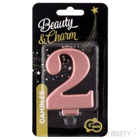 swieczka na tort 2 rozowe zloto godan