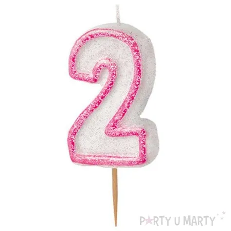 swieczka na tort 2 unique rozowa