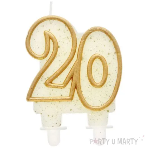 swieczka na tort 20 zloty godan 8 cm