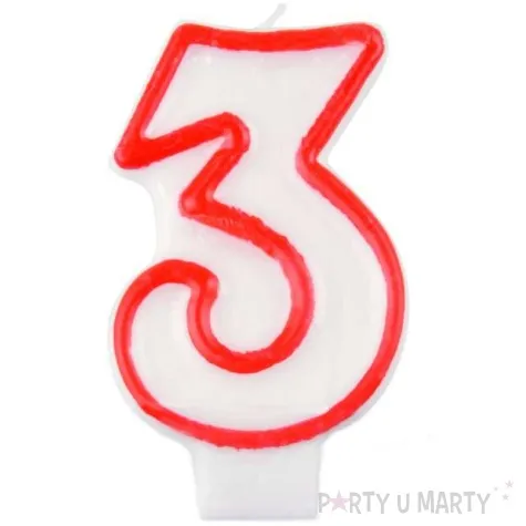 swieczka na tort 3 czerwony kontur arpex
