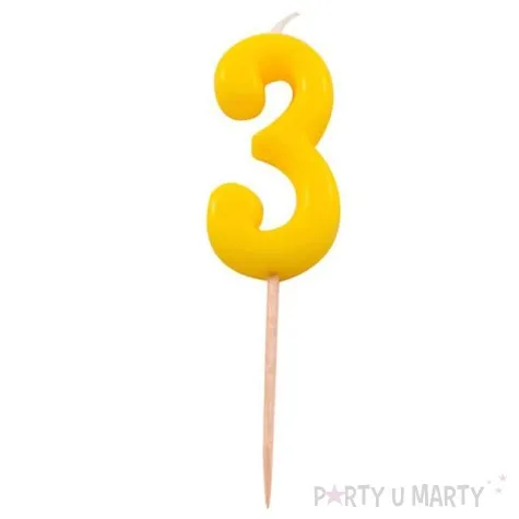 swieczka na tort 3 folat zolta