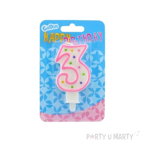 swieczka na tort 3 godan kropeczki 8 cm