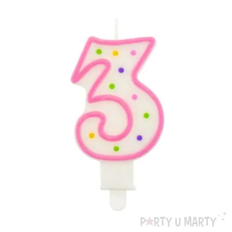 swieczka na tort 3 godan kropeczki 8 cm