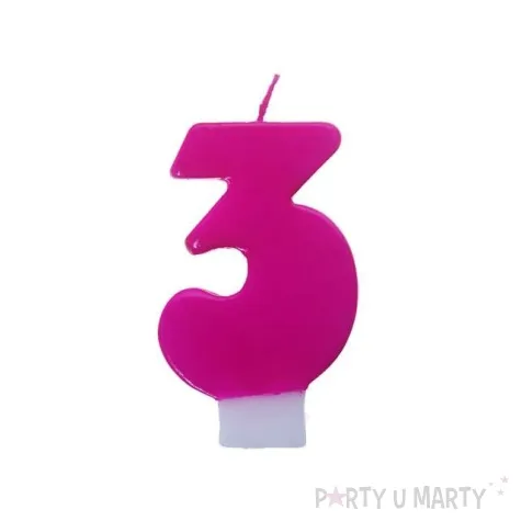 swieczka na tort 3 monte roz 6 5 cm partydeco rozowa