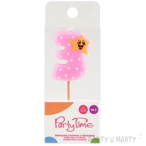 swieczka na tort 3 z gwiazdka rozowa arpex