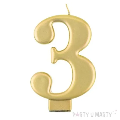 swieczka na tort 3 zlota godan