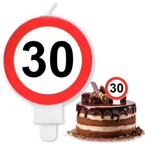 swieczka na tort 30 folat znak 6 cm
