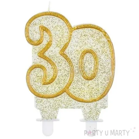 swieczka na tort 30 godan zloty kontur 8 cm