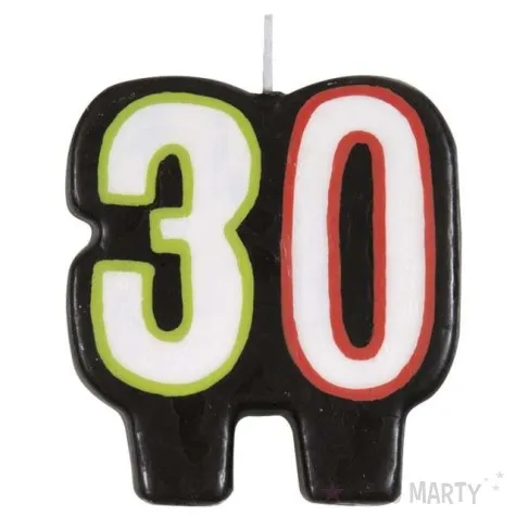 swieczka na tort 30 unique czarna 6 cm