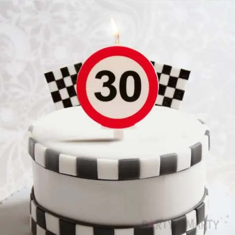 swieczka na tort 30 urodziny bialo czerwona dekora