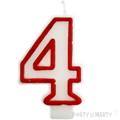 swieczka na tort 4 godan czerwony kontur 7 cm