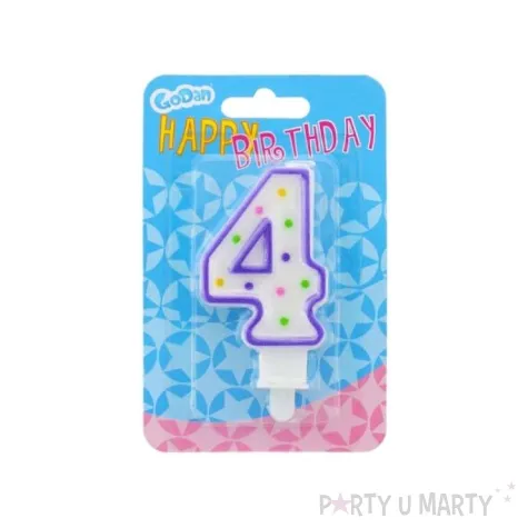 swieczka na tort 4 godan kropeczki 8 cm