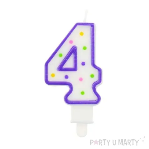 swieczka na tort 4 godan kropeczki 8 cm