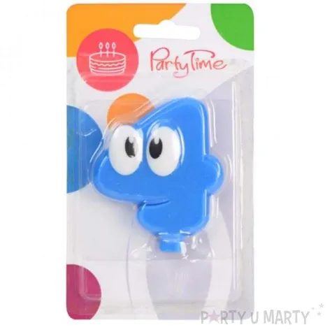 swieczka na tort 4 niebieski ludek arpex 8 cm