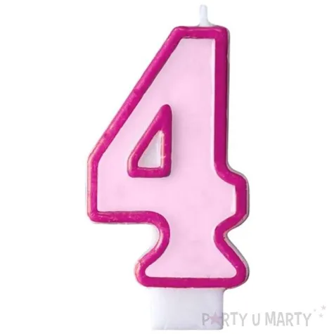 swieczka na tort 4 partydeco rozowa