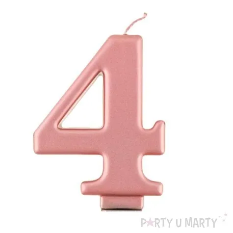 swieczka na tort 4 rozowe zloto godan