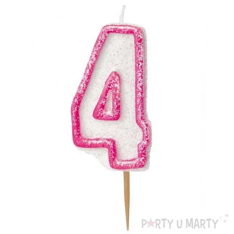swieczka na tort 4 unique rozowa
