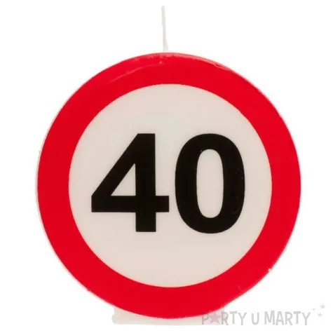 swieczka na tort 40 urodziny bialo czerwona dekora