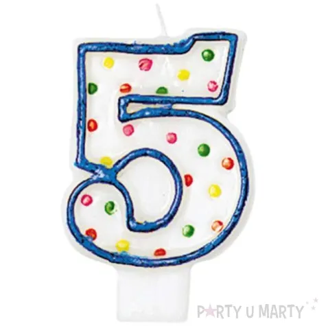 swieczka na tort 5 amscan kropeczki 8 cm