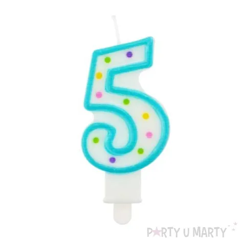 swieczka na tort 5 godan kropeczki 8 cm