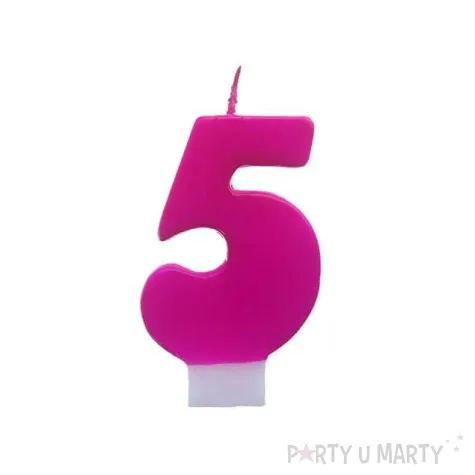 swieczka na tort 5 monte roz 6 5 cm partydeco rozowa