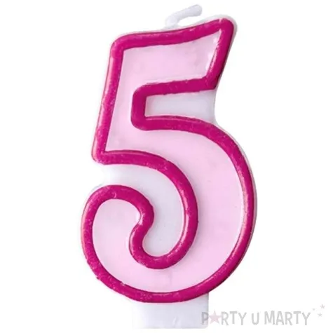 swieczka na tort 5 partydeco rozowa