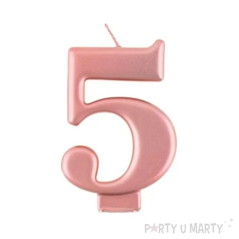 swieczka na tort 5 rozowe zloto godan