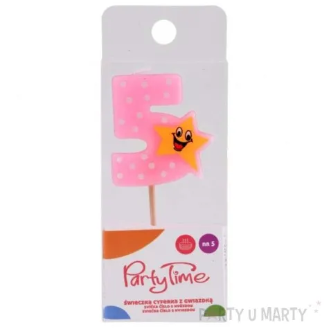 swieczka na tort 5 z gwiazdka rozowa arpex
