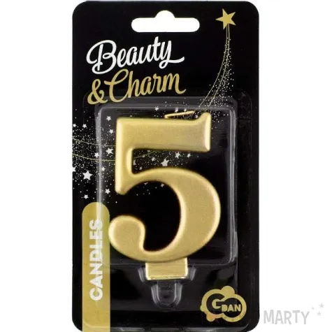 swieczka na tort 5 zlota godan